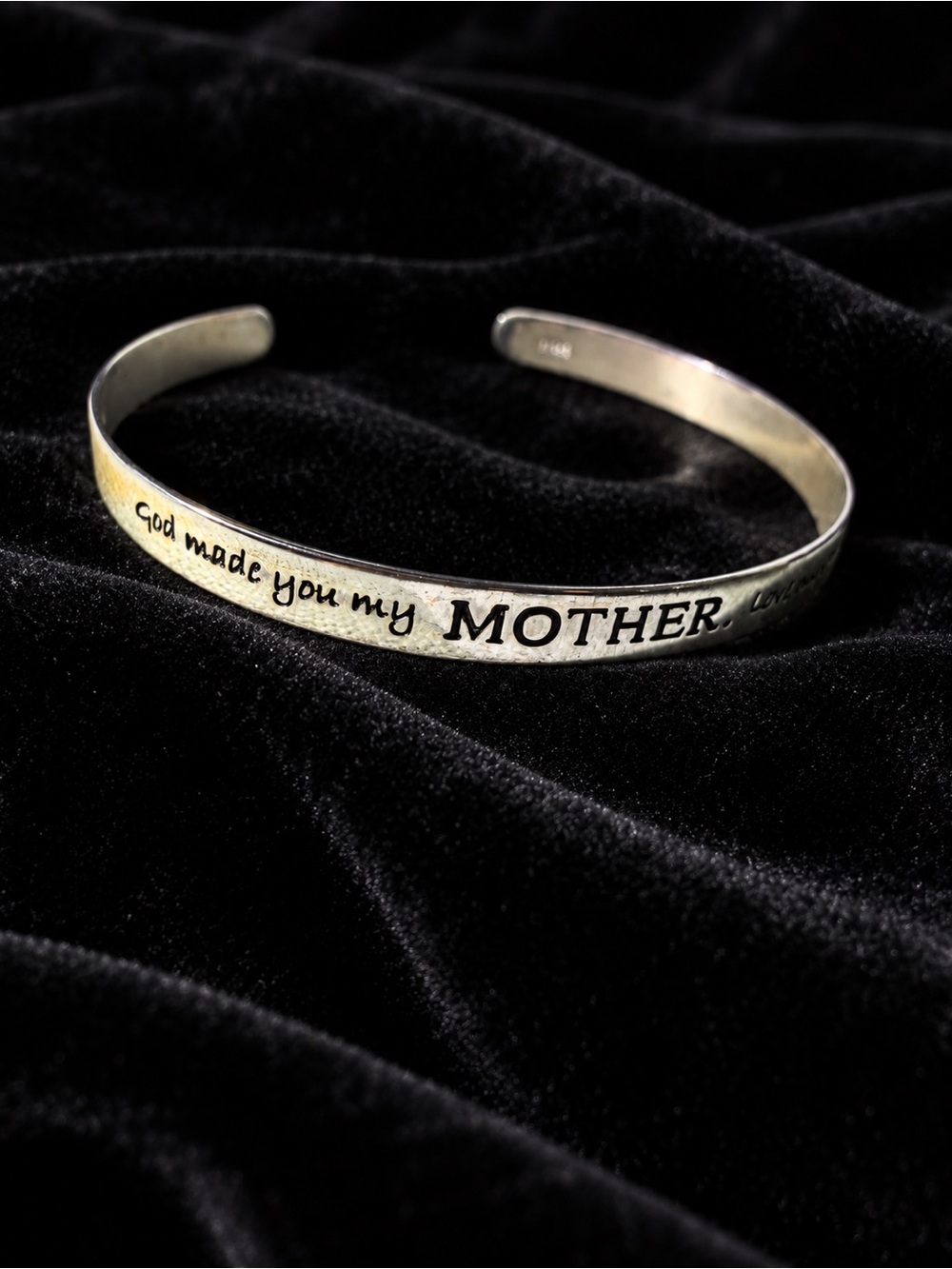 Sterling Silver 'God Made You My Mother' Message Cuff Bracelet